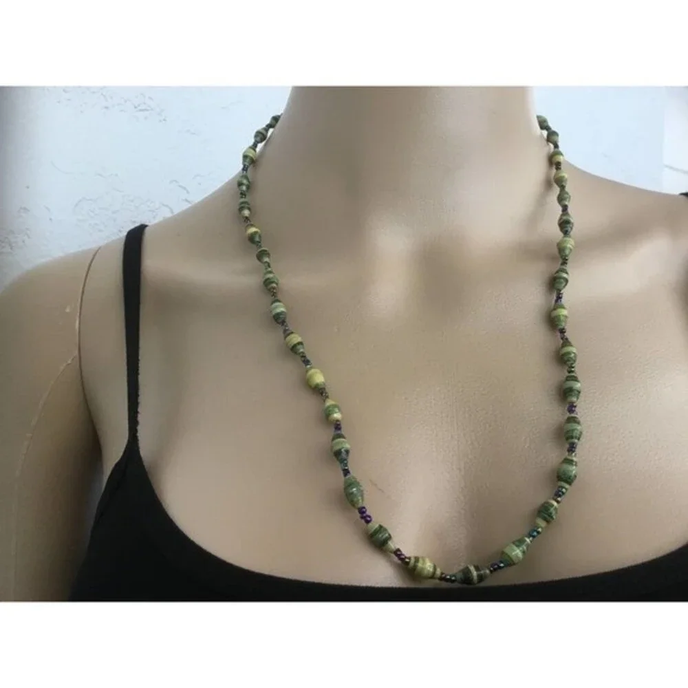 Two Paper Spun Bead Necklace